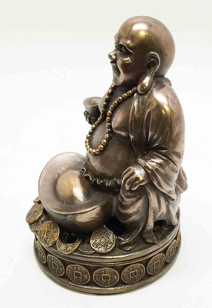 Ebros Gift Ebros 4.25 Inch Lucky Buddha Bronze Finish Incense Burner Statue Figurine