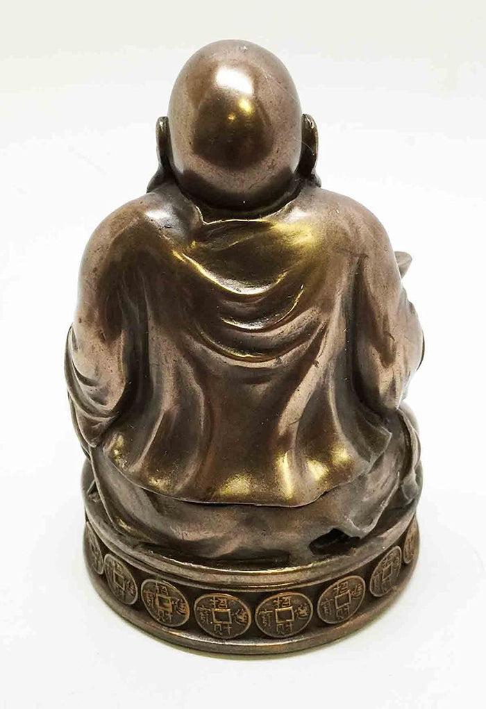 Ebros Gift Ebros 4.25 Inch Lucky Buddha Bronze Finish Incense Burner Statue Figurine