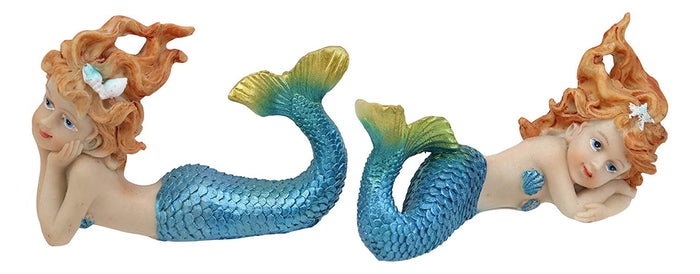 Ebros Gift Ebros 4.25" Wide Colorful Nautical Ocean Mermaid Mergirls Under The Sea Miniature Figurines Set Of 2 Fantasy Mermaids Sirens Of The Seas Figurines Fairy Garden Collectibles