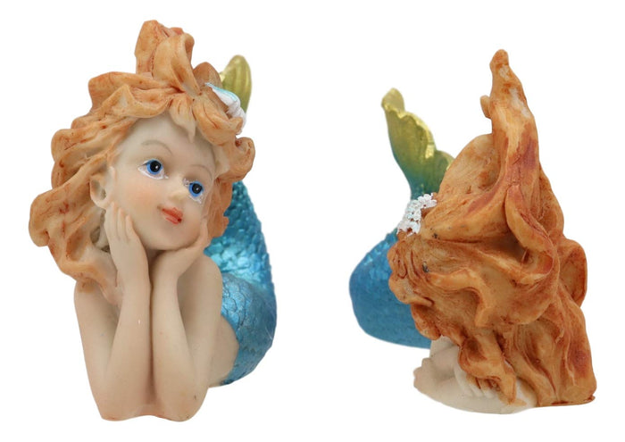 Ebros Gift Ebros 4.25" Wide Colorful Nautical Ocean Mermaid Mergirls Under The Sea Miniature Figurines Set Of 2 Fantasy Mermaids Sirens Of The Seas Figurines Fairy Garden Collectibles