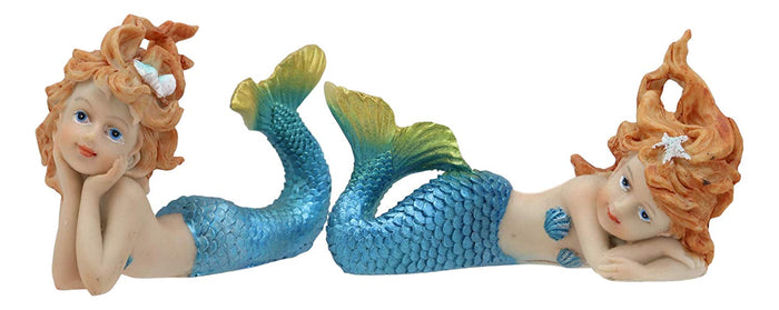 ebros gift Ebros 4.25" Wide Colorful Nautical Ocean Mermaid Mergirls Under The Sea Miniature Figurines Set of 2 Fantasy Mermaids Sirens of The Seas Figurines Fairy Garden Collectibles