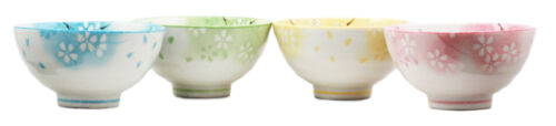 Ebros Gift Ebros 4.5"Dia Japanese Bright Colored Spring Cherry Blossoms Sakura Floral Bowl Set Of 4