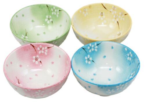 Ebros Gift Ebros 4.5"Dia Japanese Bright Colored Spring Cherry Blossoms Sakura Floral Bowl Set Of 4