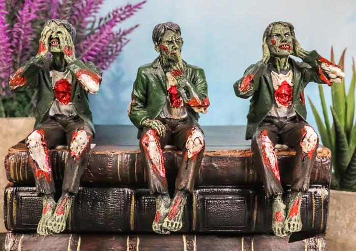 ebros gift Ebros 4"H Wise Walking Dead Zombie See Hear Speak No Evil Figurine Set Shelf Sitters