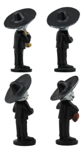 Ebros Gift Ebros 4"Tall Fiesta Squad Day Of The Dead Skeleton Mariachi Band Statue Set Of 4 Violin Guitarron Guitar And Trumpet Player Dias De Muertos Figurine Decor Set Or As Wedding Cake Toppers