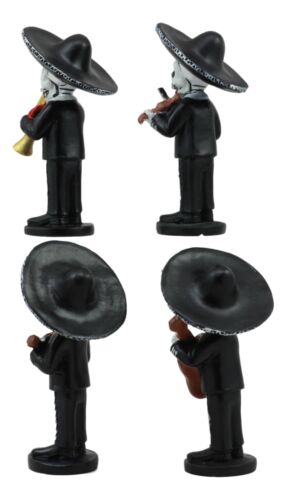 Ebros Gift Ebros 4"Tall Fiesta Squad Day Of The Dead Skeleton Mariachi Band Statue Set Of 4 Violin Guitarron Guitar And Trumpet Player Dias De Muertos Figurine Decor Set Or As Wedding Cake Toppers