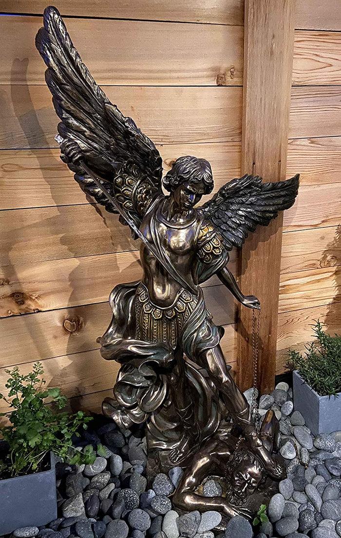 ebros gift Ebros 45" Tall Grand Saint Michael The Archangel Slaying Satan Lucifer Statue