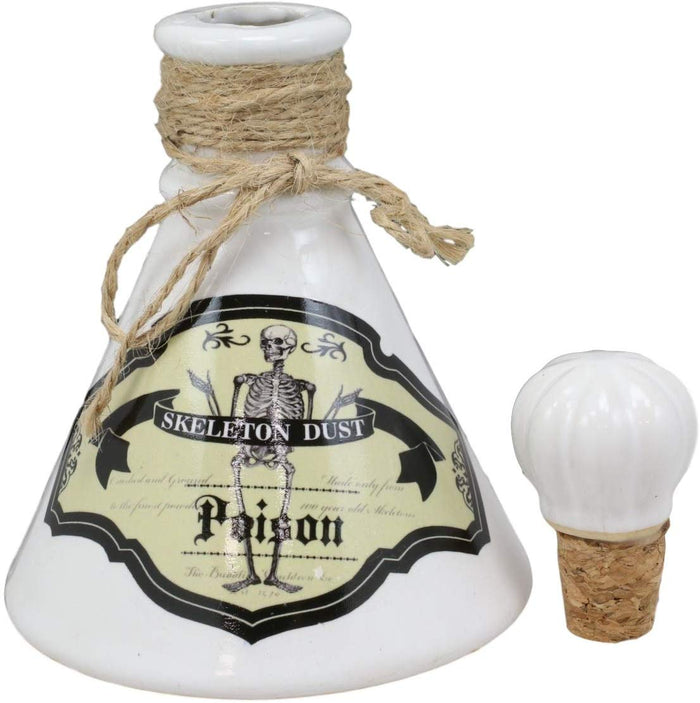 Ebros Gift Ebros 5.5"H Ceramic Mad Doctor Small Container With Cork Lid (Skeleton Dust)