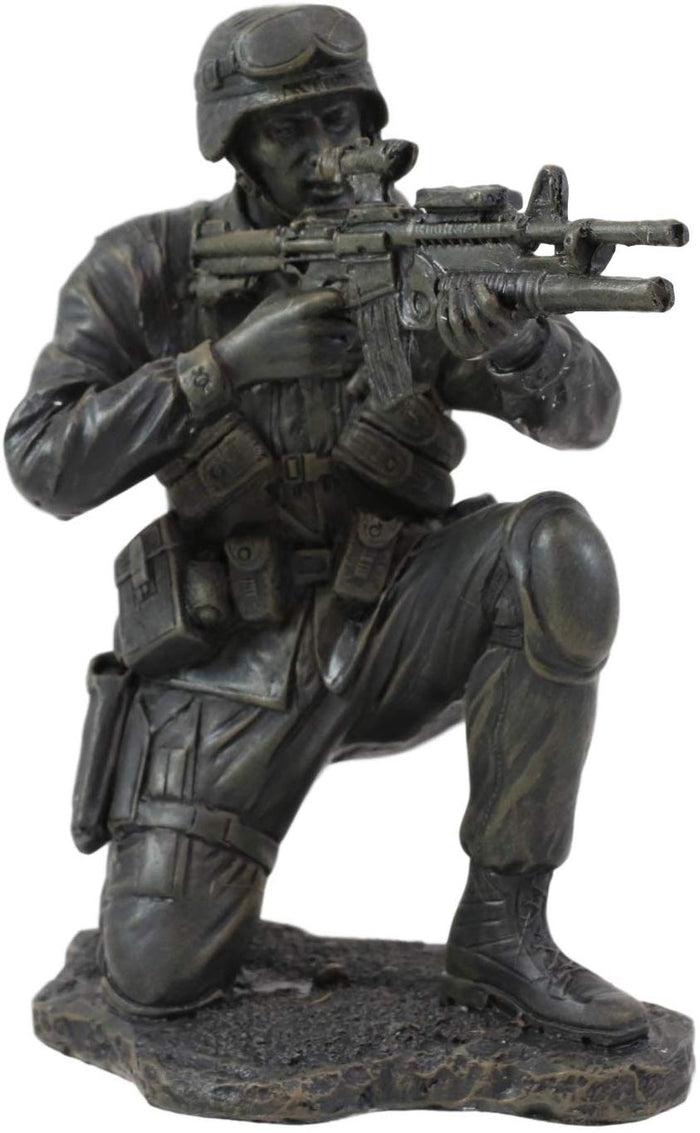 ebros gift Ebros 5.5" Height Military American Soldier Aiming Rifle Figurine Patriot War Hero