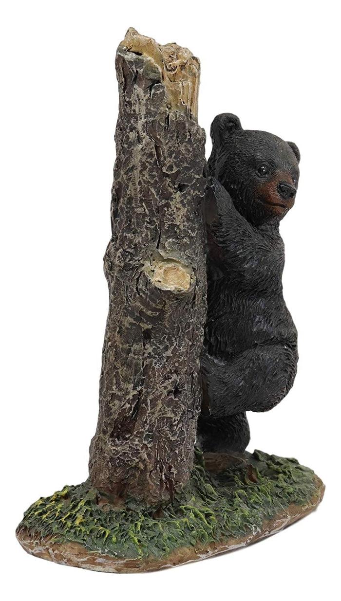 Ebros Gift Ebros 5.5" Tall Realistic Black Bear Climbing Tree Trunk Statue Rustic Wildlife