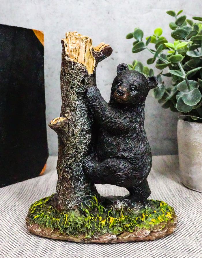 Ebros Gift Ebros 5.5" Tall Realistic Black Bear Climbing Tree Trunk Statue Rustic Wildlife