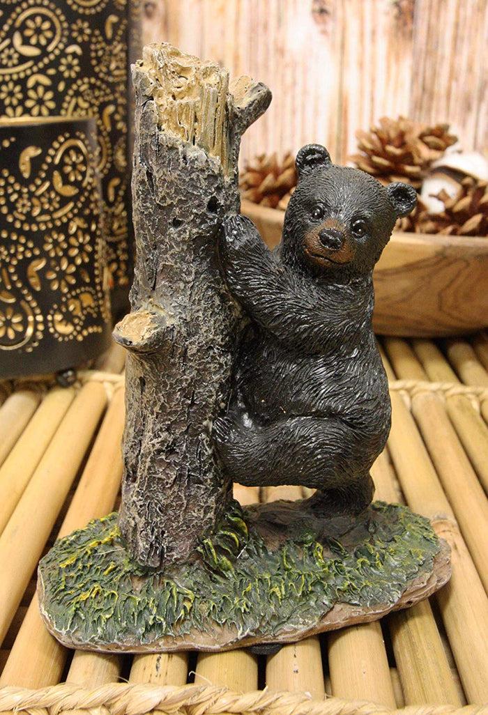 ebros gift Ebros 5.5" Tall Realistic Black Bear Climbing Tree Trunk Statue Rustic Wildlife