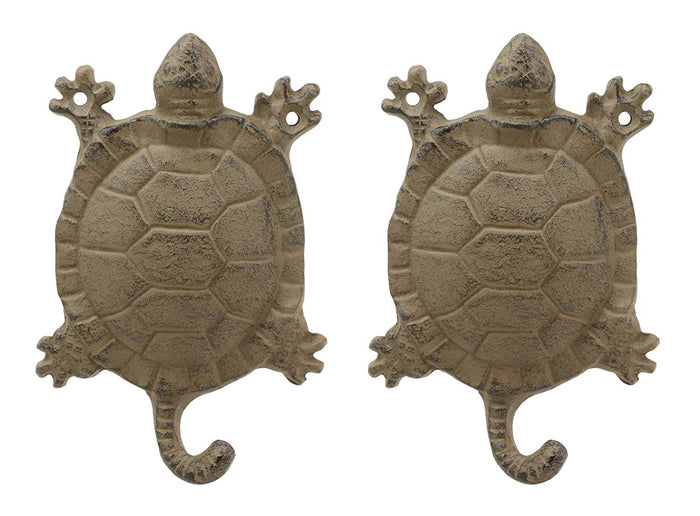 ebros gift Ebros 5.75"H Ocean Sea Turtle Cast Iron Rustic Wall Coat Keys Leashes Hats (2)