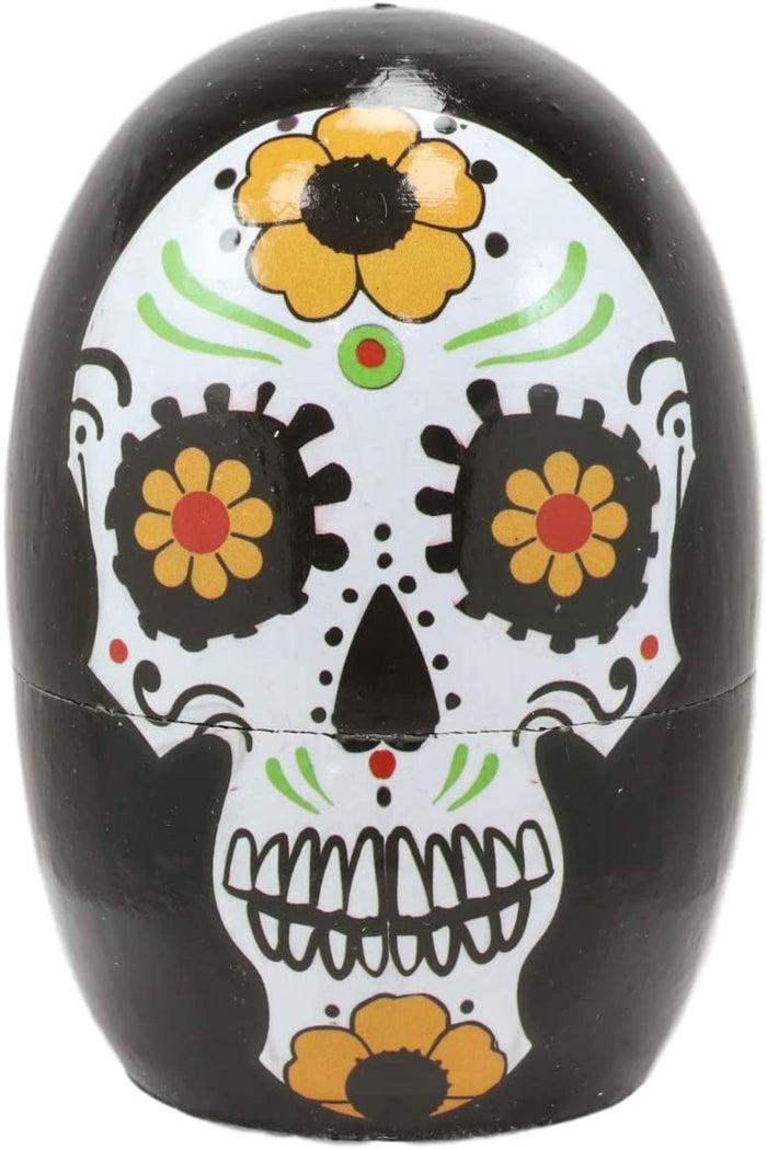 Ebros Gift Ebros 5 Piece Set Colorful Sugar Skulls Nesting Dolls Matroyshka Wooden Figurine