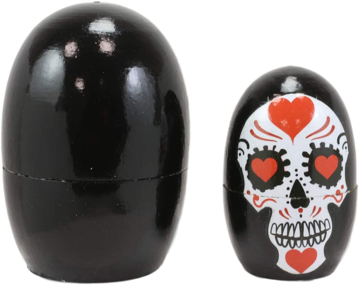 Ebros Gift Ebros 5 Piece Set Colorful Sugar Skulls Nesting Dolls Matroyshka Wooden Figurine