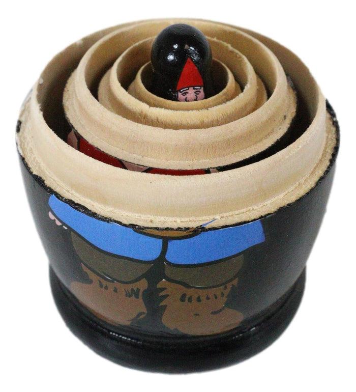 Ebros Gift Ebros 5 Piece Set Gnomes W/ Family Nesting Dolls Matroyshka Wooden Figurine 4.5"
