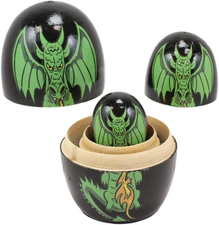 Ebros Gift Ebros 5 Piece Set Green Fiery Dragon Nesting Dolls Matroyshka Wooden Figurine