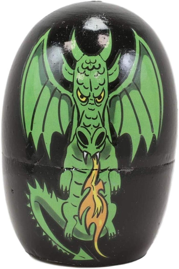 Ebros Gift Ebros 5 Piece Set Green Fiery Dragon Nesting Dolls Matroyshka Wooden Figurine