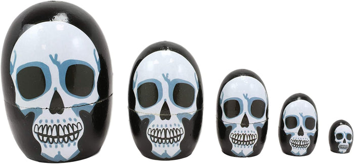 Ebros Gift Ebros 5 Piece Set Skull Face Skeleton Head Nesting Dolls Matroyshka Figurines