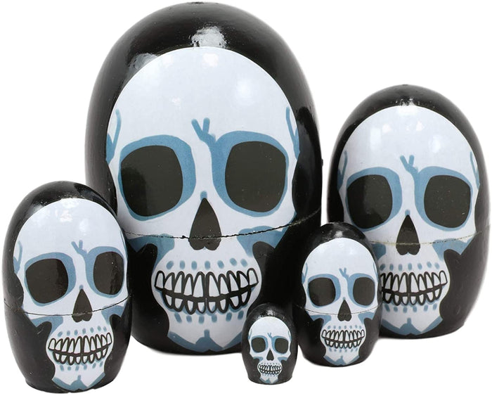 ebros gift Ebros 5 Piece Set Skull Face Skeleton Head Nesting Dolls Matroyshka Figurines
