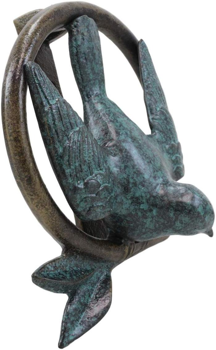 Ebros Gift Ebros 6.25" Tall Aluminum Dove Perching On Celtic Claddagh Ring Door Knocker