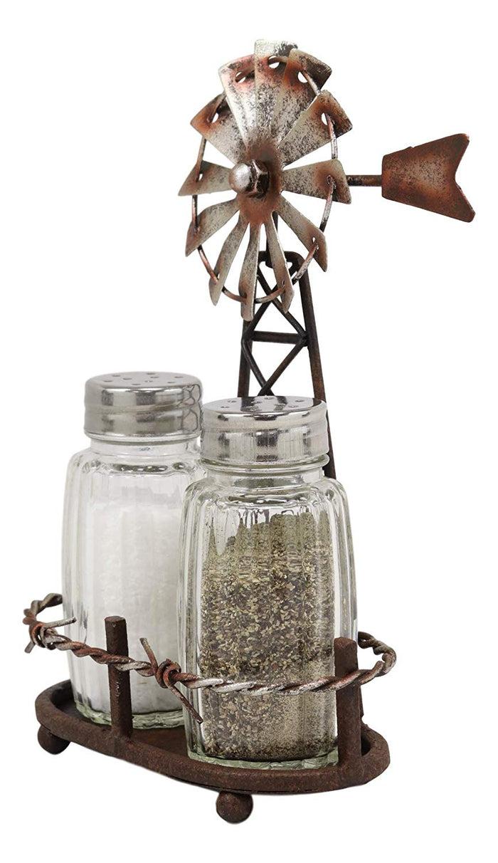 Ebros Gift Ebros 6.5"H Rustic Country Farm Windmill Outpost Salt And Pepper Shakers Set