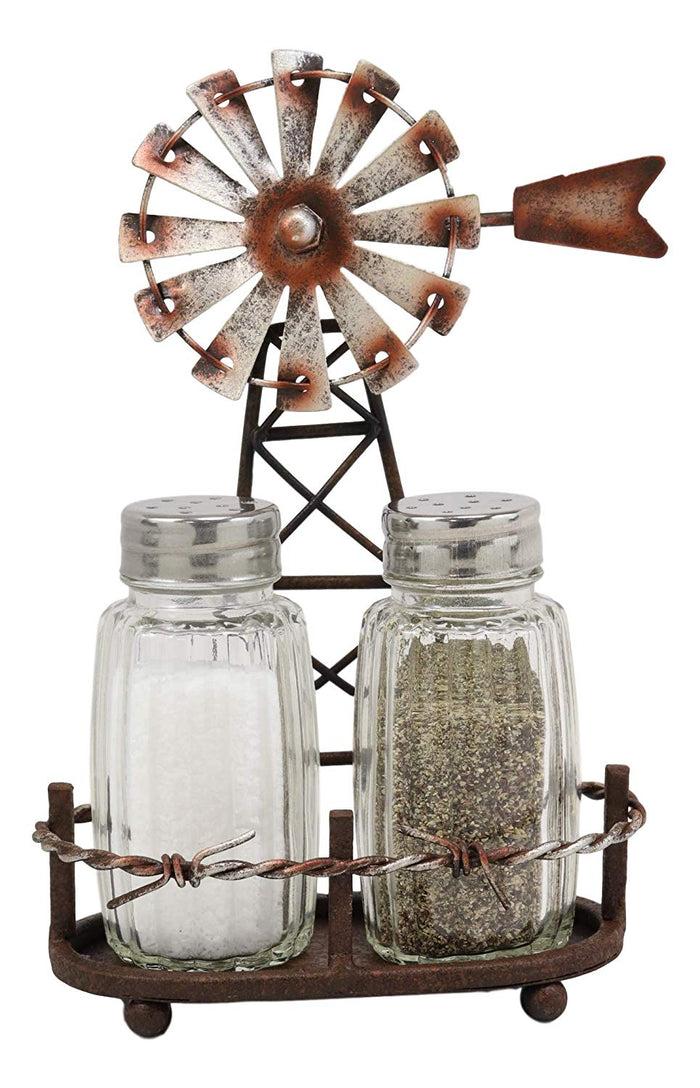 Ebros Gift Ebros 6.5"H Rustic Country Farm Windmill Outpost Salt And Pepper Shakers Set