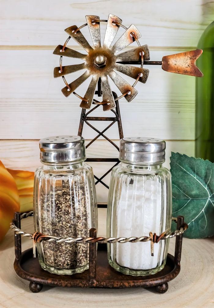 ebros gift Ebros 6.5"H Rustic Country Farm Windmill Outpost Salt And Pepper Shakers Set