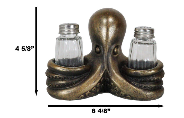 Ebros Gift Ebros 6.5"L Giant Octopus Tentacle Spice Glass Salt Pepper Shaker Holder Figurine
