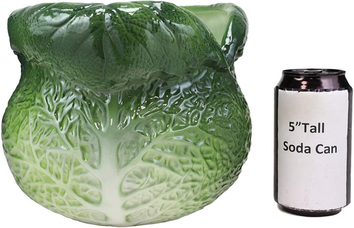 Ebros Gift Ebros 7.25"H Ceramic Gourmet Green Savoy Cabbage Utensil Holder Or Flower Vase