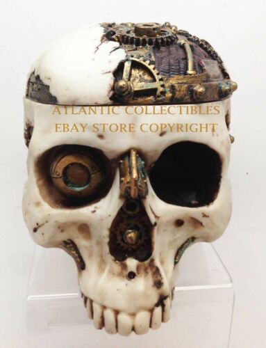 Ebros Gift Ebros 7.25 Inch Mechanical Steampunk Open Skull Decorative Box Statue Figurine