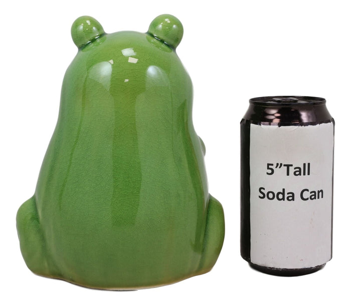 Ebros Gift Ebros 7.25" Tall 'Hoppy' Wishes Ceramic Yoga Green Frog Praying Frogs Figurine