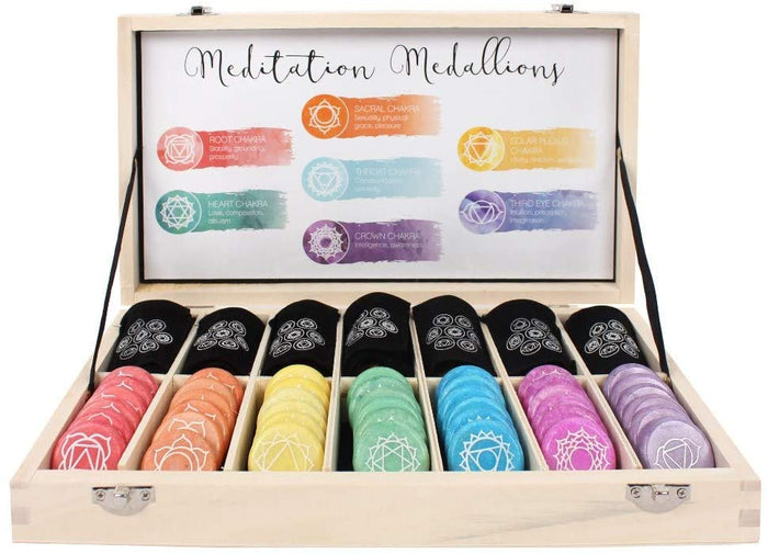 ebros gift Ebros 7 Chakra Meditation Stones - 42 Pieces Set with Pouches and Display Case