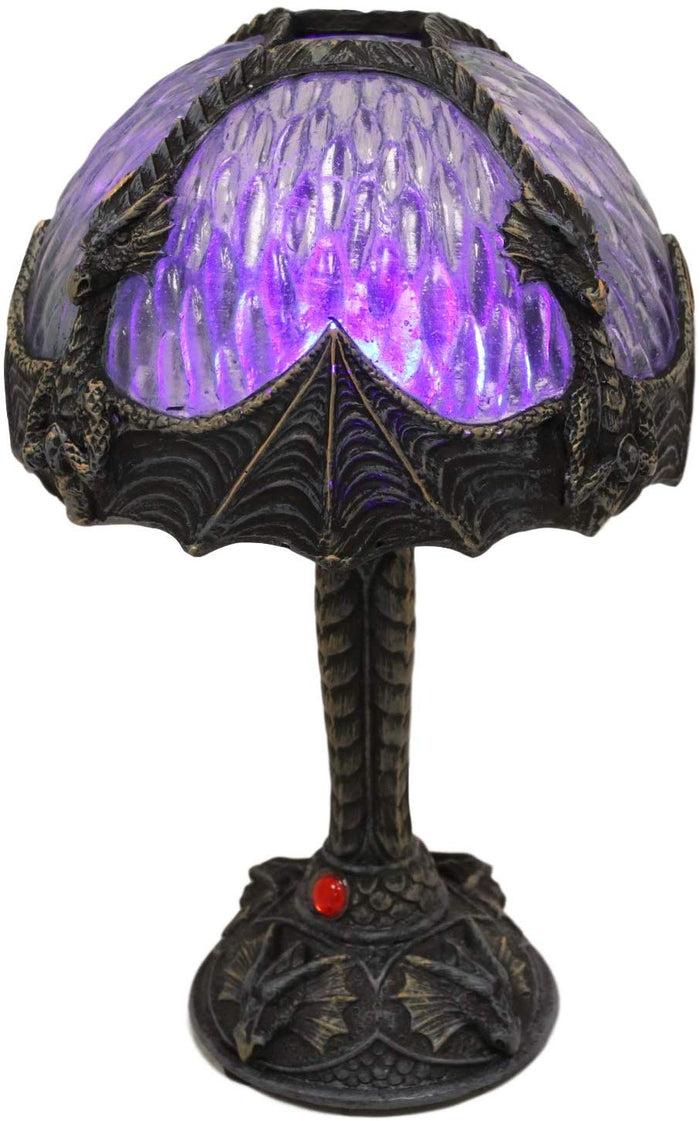 Ebros Gift Ebros 7"H Aurora Rune Dragon Figurine Lamp With Color Changing LED Night Light