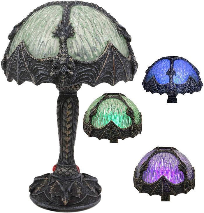 ebros gift Ebros 7"H Aurora Rune Dragon Figurine Lamp with Color Changing LED Night Light