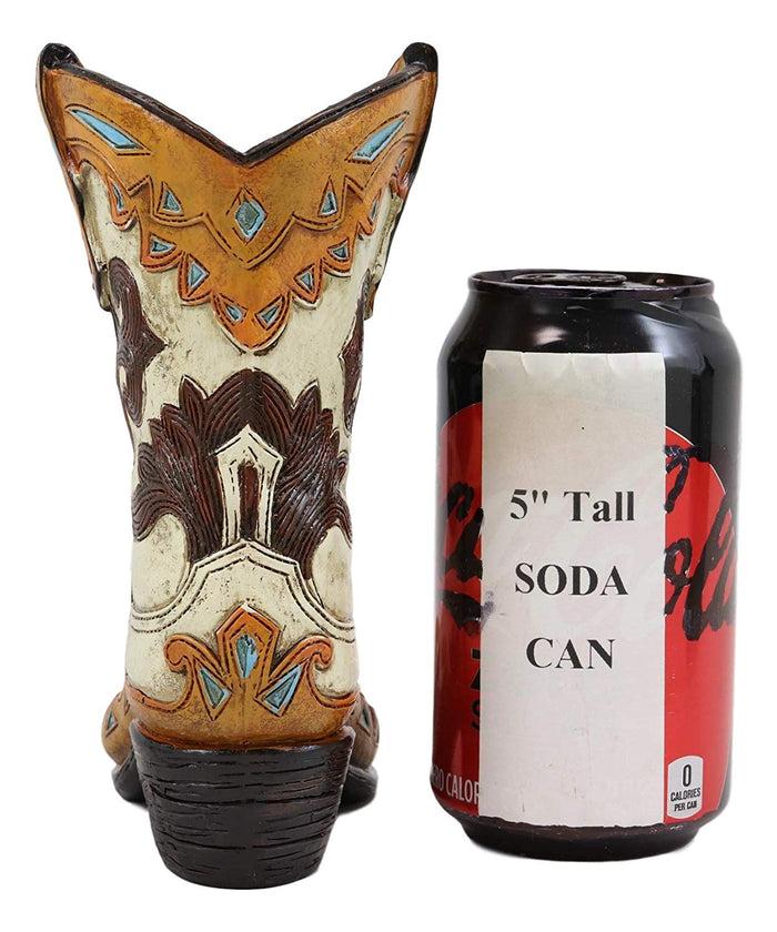 Ebros Gift Ebros 7"H Rustic Western Cowboy Taupe Boot Figurine Stationery Holder Flower Vase