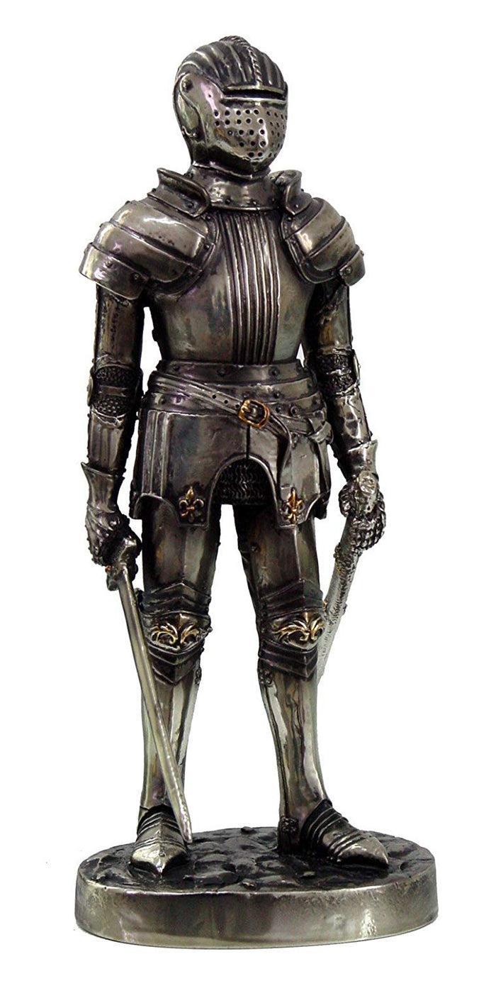 ebros gift Ebros 7 Inch Armored Medieval Knight with Dual Swords Statue Figurine
