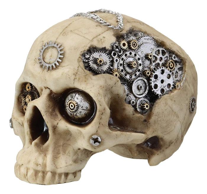 Ebros Gift Ebros 7"L Steampunk Three Eyed Sun God Wheel Gearwork Robot Half Jaw Skull Statue 3D