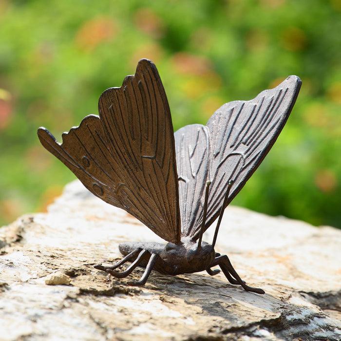 ebros gift Ebros 7" Long Metamorphosis Flitting Butterfly Bronzed Decorative Garden Statue