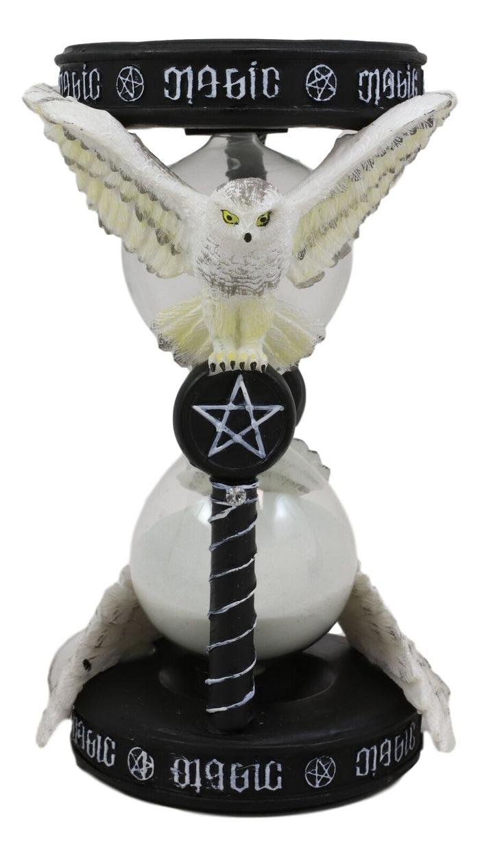 Ebros Gift Ebros 7" Tall Awaken Your Magic Pentagram Snowy Owl Sand Timer By Anne Stokes