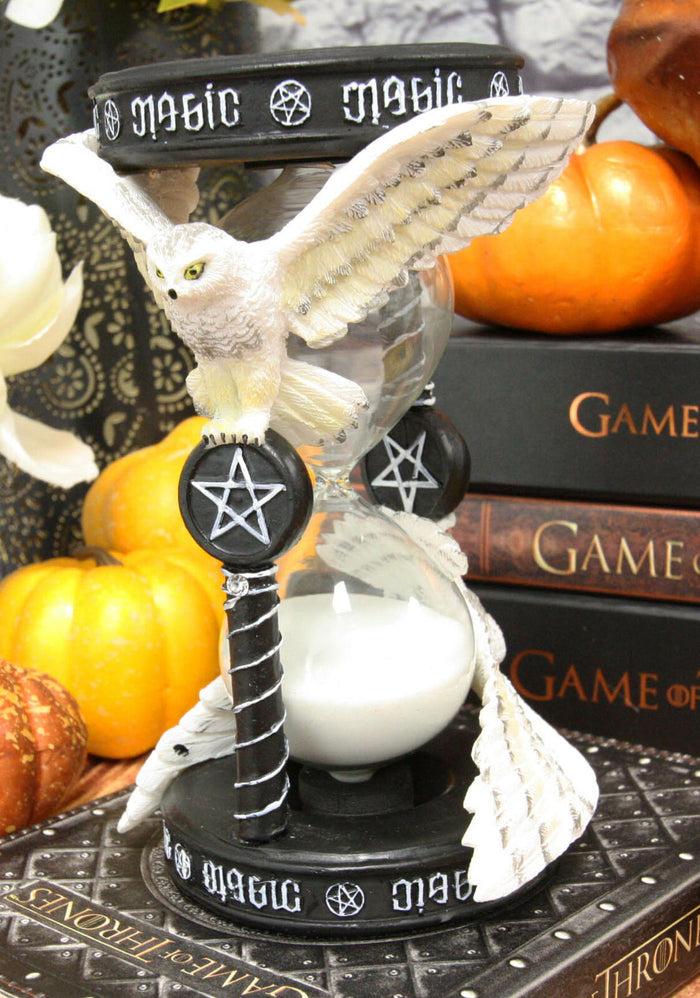 ebros gift Ebros 7" Tall Awaken Your Magic Pentagram Snowy Owl Sand Timer by Anne Stokes