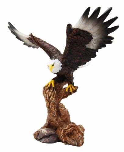 Ebros Gift Ebros 7" Tall Bald Eagle Descending On Tree Branch Decorative Figurine Resin