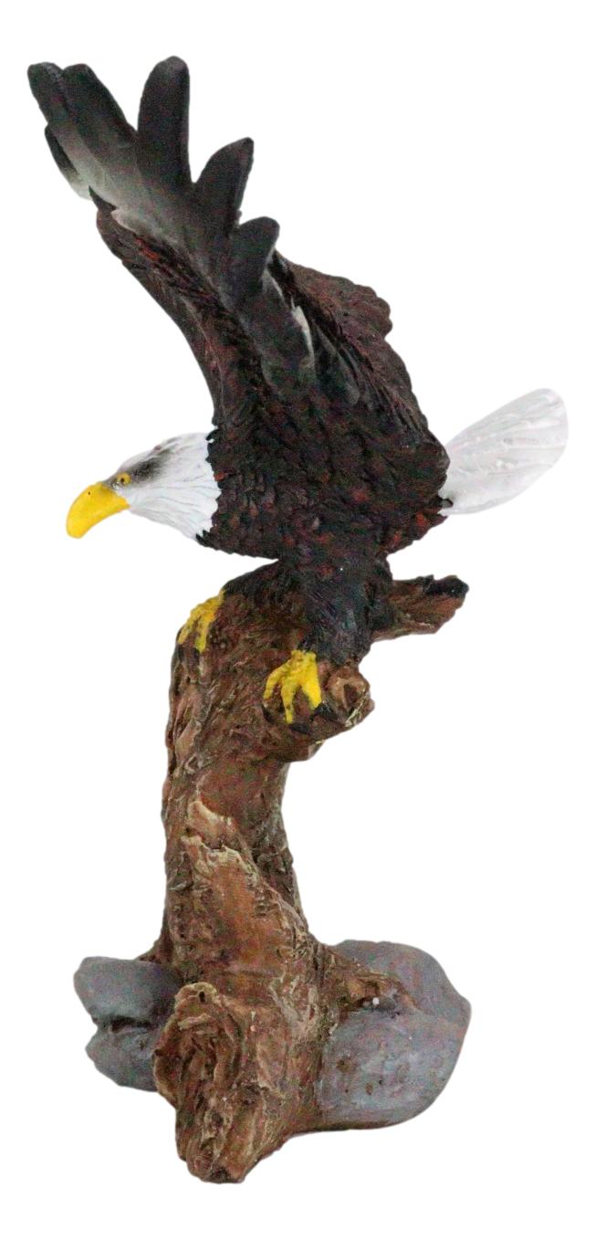 Ebros Gift Ebros 7" Tall Bald Eagle Descending On Tree Branch Decorative Figurine Resin