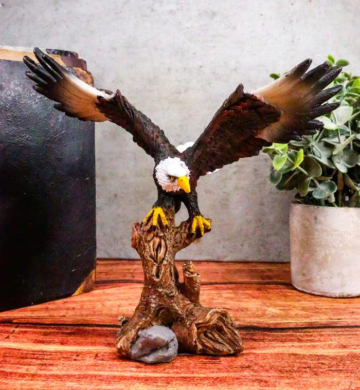 ebros gift Ebros 7" Tall Bald Eagle Descending On Tree Branch Decorative Figurine Resin