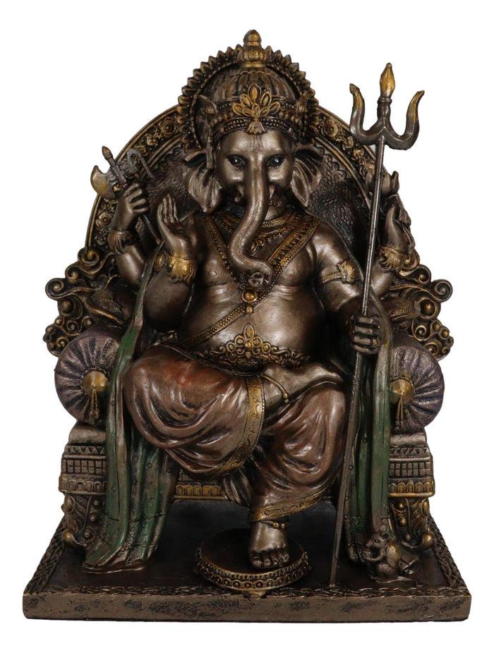 Ebros Gift Ebros 8.25 Inch Ganesha On Throne Mythological Indian Resin Statue Figurine