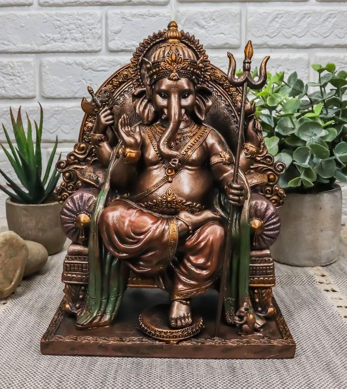 ebros gift Ebros 8.25 Inch Ganesha on Throne Mythological Indian Resin Statue Figurine