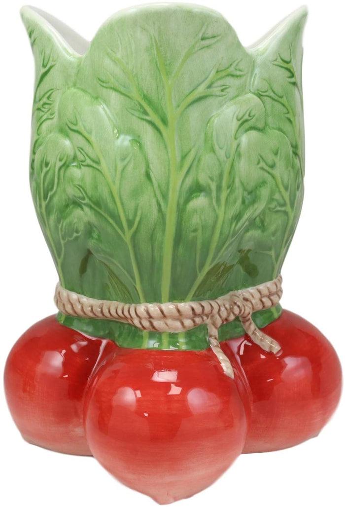 Ebros Gift Ebros 8.25" Tall Ceramic Radish Root Bunch Flower Vase Kitchen Utensils Holder