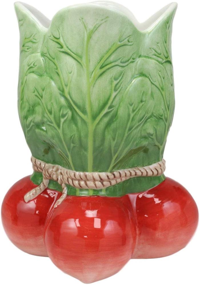 Ebros Gift Ebros 8.25" Tall Ceramic Radish Root Bunch Flower Vase Kitchen Utensils Holder
