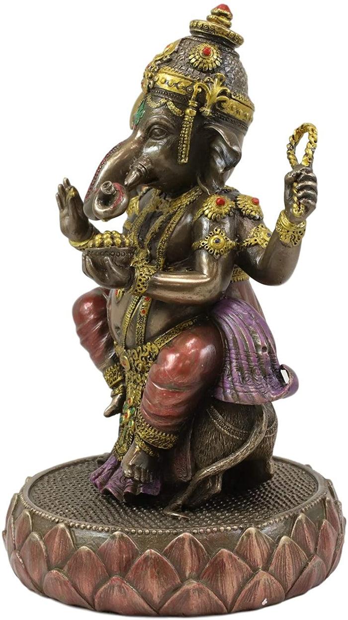Ebros Gift Ebros 8.25" Tall Hindu Supreme God Dancing Ganesha Chaturthi On Lotus Statue