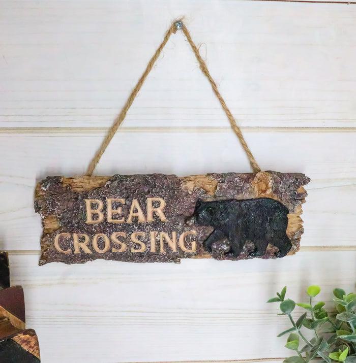 Ebros Gift Ebros 8.25" W Rustic Bear Signs Bear Crossing Sign Wall Mounted Decor Figurine